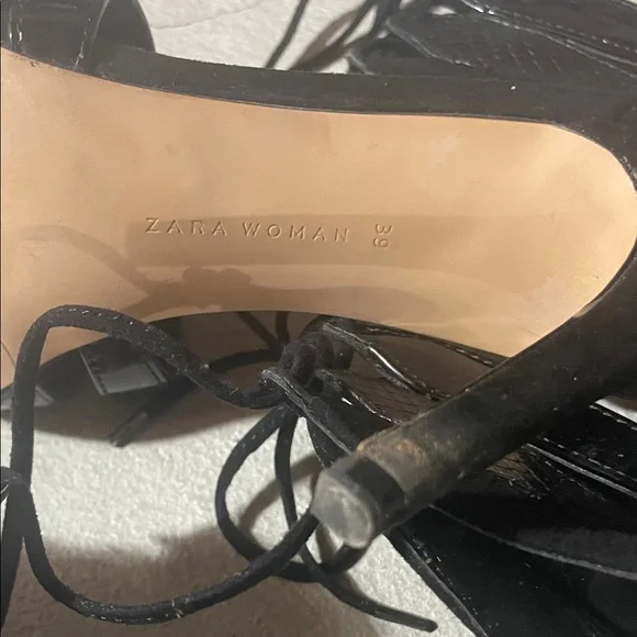Zara Black Lace-Up Heels - Picture 4 of 16